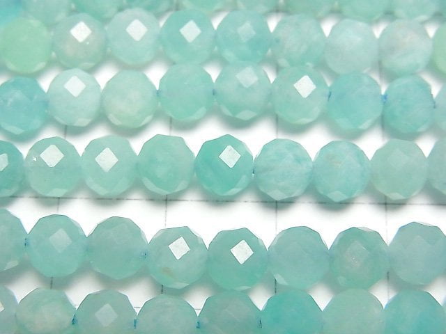 [Video] High Quality! Amazonite Silica AA+ Faceted Round 5.5mm 1strand beads (aprx.15inch/37cm)