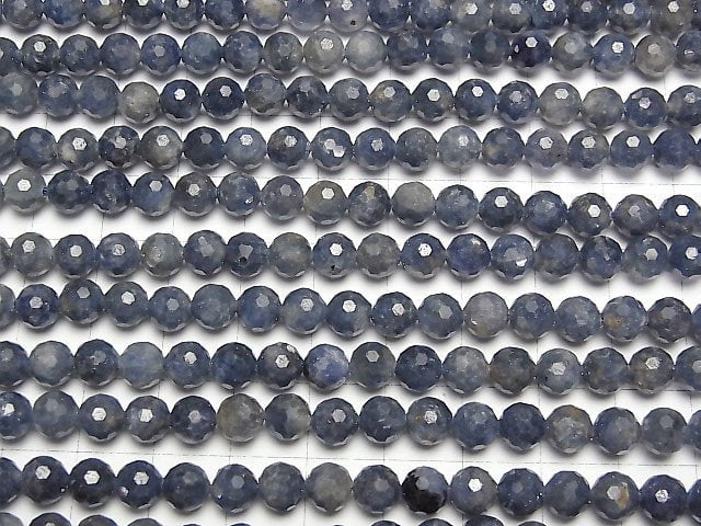 [Video] High Quality! Sri Lanka Sapphire AA++ 128Faceted Round 6mm half or 1strand beads (aprx.15inch/36cm)