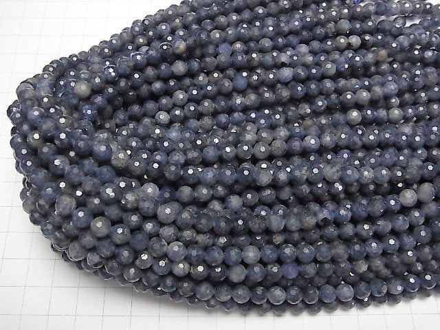 [Video] High Quality! Sri Lanka Sapphire AA++ 128Faceted Round 6mm half or 1strand beads (aprx.15inch/36cm)