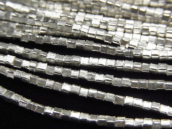 Karen Silver Cube 1.5x1.5x1.5mm White Silver 1/4 or 1strand beads (aprx.27inch/68cm)