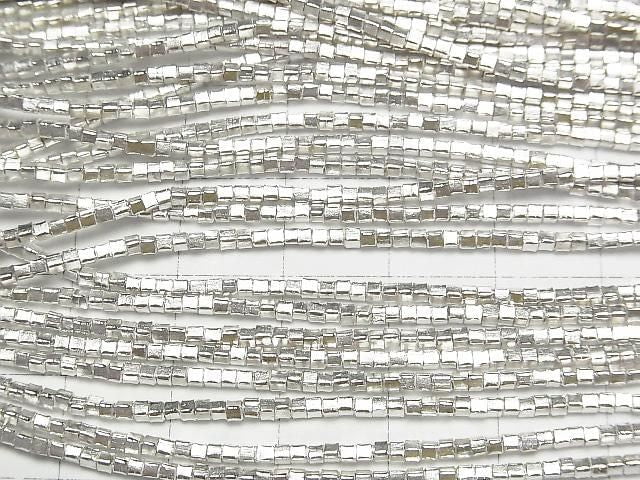 Karen Silver Cube 1.5x1.5x1.5mm White Silver 1/4 or 1 strand beads (approx. 26 inches/66 cm)