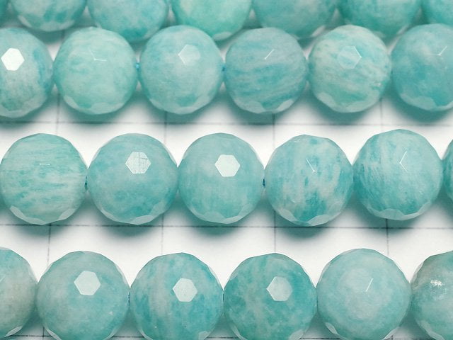 [Video]Amazonite AA+ 128Faceted Round 8mm half or 1strand beads (aprx.15inch/37cm)