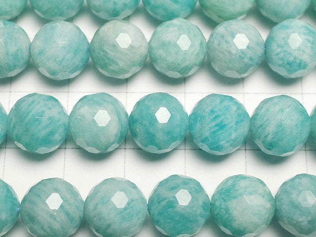 [Video]Amazonite AA+ 128Faceted Round 10mm half or 1strand beads (aprx.15inch/36cm)