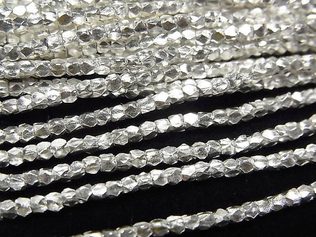 Karen Silver Cube Shape 1.5x1.5x1.5mm White Silver 1/4 or 1-strand beads (approx. 27 inches/68 cm)