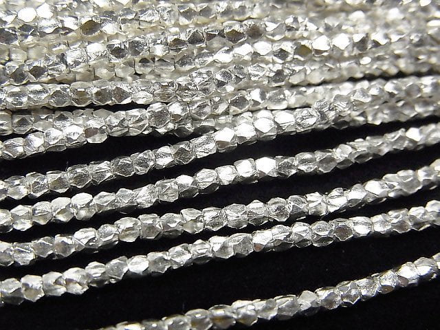 Karen Silver Cube Shape 1.5x1.5x1.5mm White Silver 1/4 or 1strand beads (aprx.28inch/69cm)