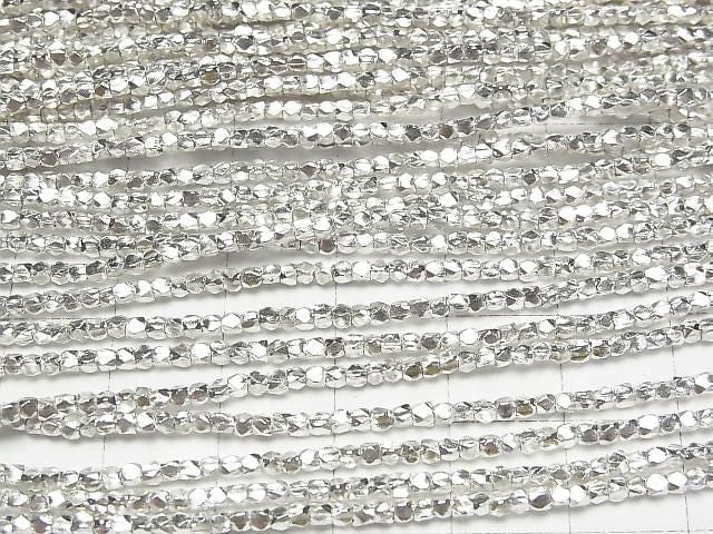 Karen Silver Cube Shape 1.5x1.5x1.5mm White Silver 1/4 or 1-strand beads (approx. 27 inches/68 cm)