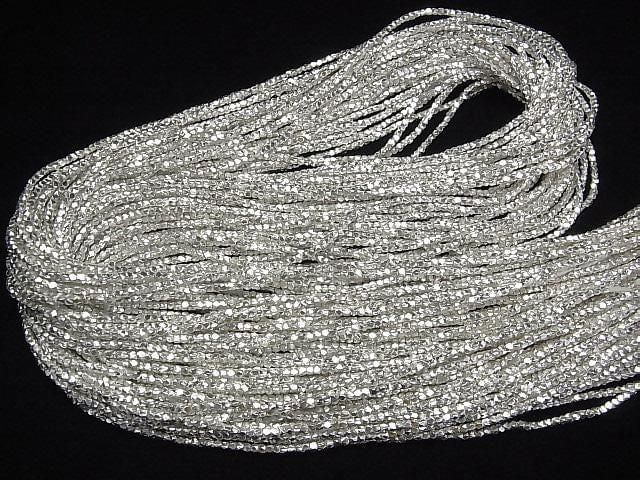 Karen Silver Cube Shape 1.5x1.5x1.5mm White Silver 1/4 or 1-strand beads (approx. 27 inches/68 cm)