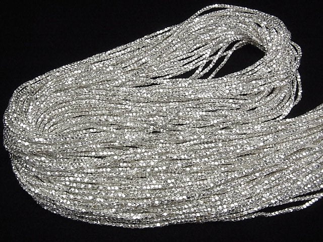 Karen Silver Cube Shape 1.5x1.5x1.5mm White Silver 1/4 or 1strand beads (aprx.28inch/69cm)