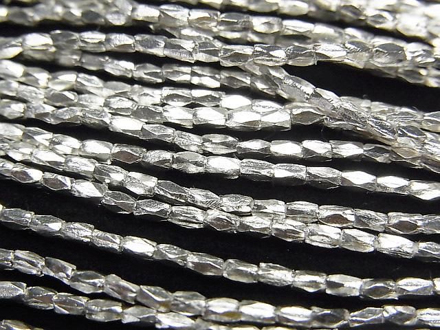 Karen Silver Tube 2.5x1x1mm White Silver 1/4 or 1 Strand Beads (approx. 27 inches/68 cm)