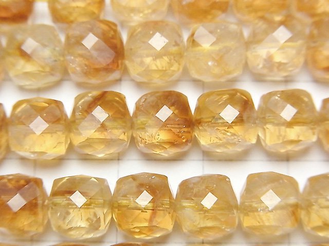 [Video] High Quality! Phantom Citrine AA++ Cube Shape 7x7x7mm half or 1strand beads (aprx.15inch/36cm)