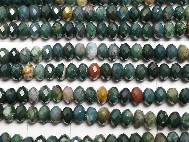 [Video]High Quality! Bloodstone Faceted Button Rondelle 4x4x2.5mm 1strand beads (aprx.15inch/37cm)