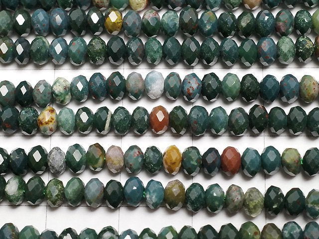 [Video]High Quality! Bloodstone Faceted Button Roundel 4x4x2.5mm 1strand beads (aprx.15inch/37cm)