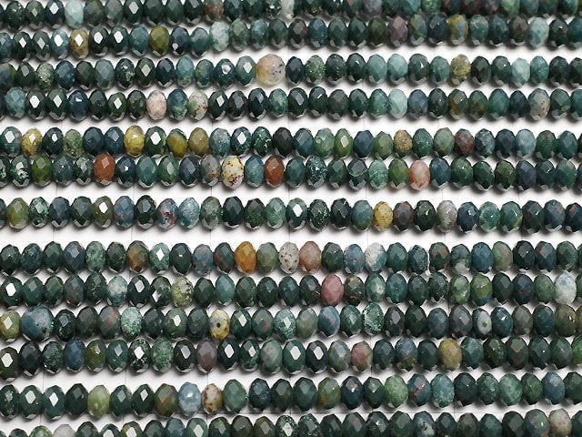 [Video]High Quality! Bloodstone Faceted Button Rondelle 4x4x2.5mm 1strand beads (aprx.15inch/37cm)
