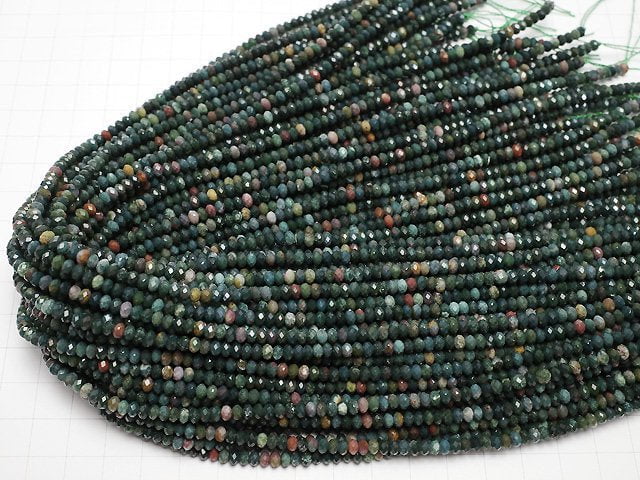 [Video]High Quality! Bloodstone Faceted Button Roundel 4x4x2.5mm 1strand beads (aprx.15inch/37cm)