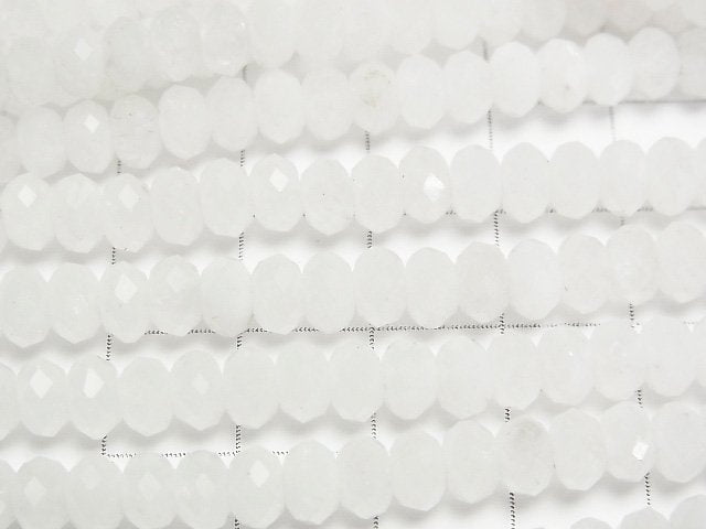 [Video] High Quality! White Jade Faceted Button Rondelle 6x6x4mm 1strand beads (aprx.15inch/37cm)