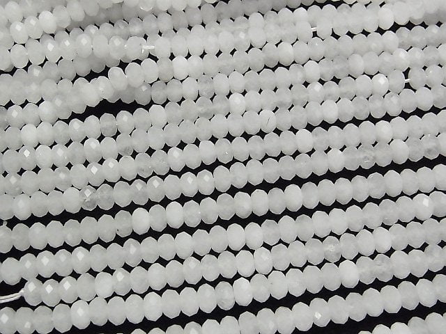[Video] High Quality! White Jade Faceted Button Rondelle 6x6x4mm 1strand beads (aprx.15inch/37cm)