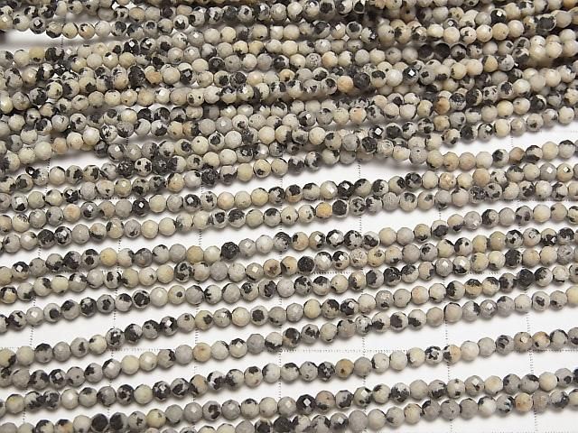[Video] High Quality! Dalmatian Jasper Faceted Round 2mm 1strand beads (approx. 15 inches/36 cm)