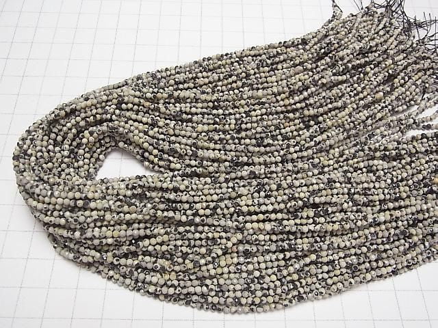 [Video] High Quality! Dalmatian Jasper Faceted Round 2mm 1strand beads (approx. 15 inches/36 cm)