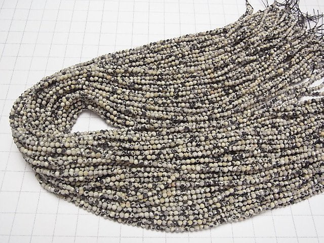 [Video] High Quality! Dalmatian Jasper Faceted Round 2mm 1strand beads (aprx.15inch/38cm)