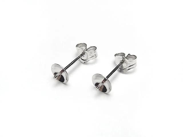 [Video] Silver925 Earstuds & Earnuts with Plates [3mm][4mm][5mm][6mm][8mm] Rhodium Plated 1 pair