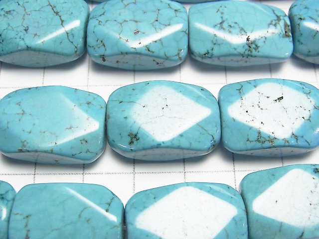 [Video]Magnesite Turquoise Faceted Rectangle 22x15mm half or 1strand beads (aprx.14inch/35cm)