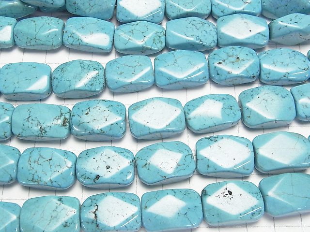 [Video]Magnesite Turquoise Faceted Rectangle 22x15mm half or 1strand beads (aprx.14inch/35cm)