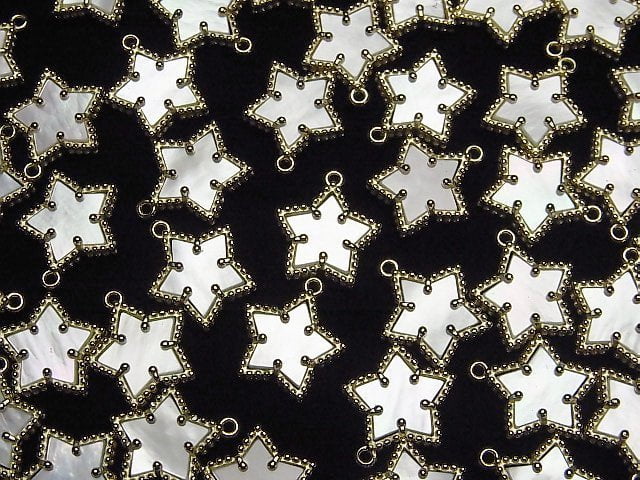 [Video] White Shell Star Charm 12x12mm 18KGP 1pc