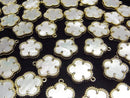[Video] White Shell Flower Charm 12x12mm [One Side] 18KGP 1pc