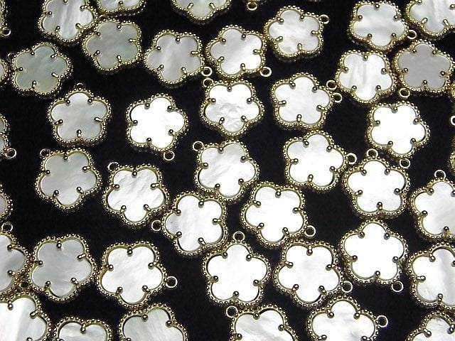 [Video] White Shell Flower Charm 12x12mm [One Side] 18KGP 1pc