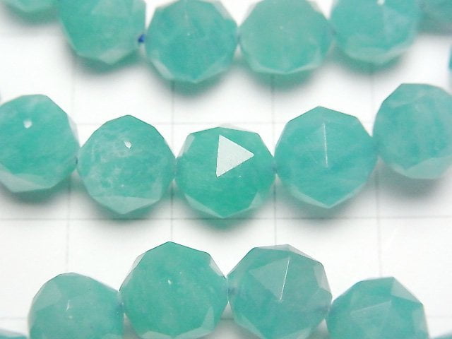 [Video]High Quality! Mozambique Amazonite Silica AA++ Star Faceted Round 10mm Bracelet