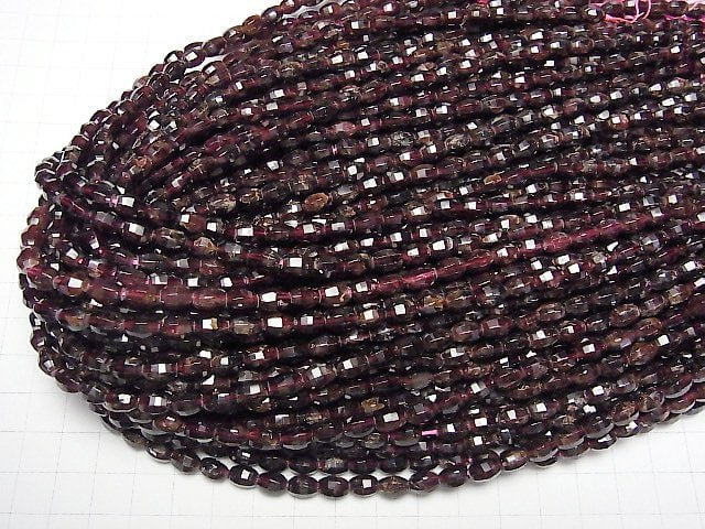 [Video] Mozambique Garnet AA 8Faceted Rice x Multiple Facets 7x5x5mm 1strand beads (aprx.15inch/38cm)