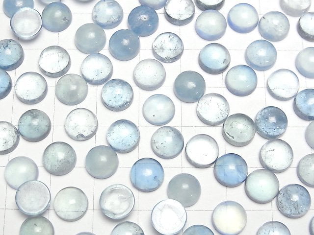 [Video]Aquamarine AA++ Round Cabochon 8x8mm 5pcs