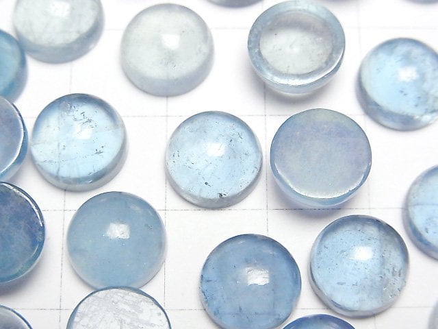 [Video]Aquamarine AA++ Round Cabochon 10x10mm 3pcs