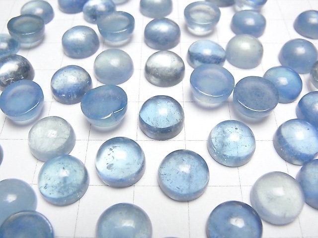 [Video]Aquamarine AA++ Round Cabochon 10x10mm 3pcs