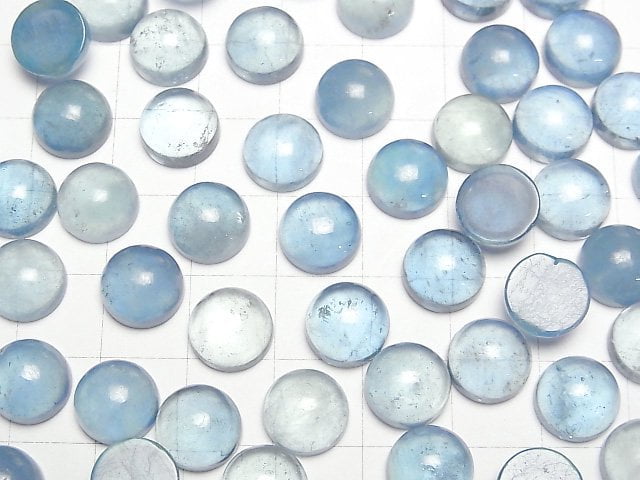 [Video]Aquamarine AA++ Round Cabochon 10x10mm 3pcs