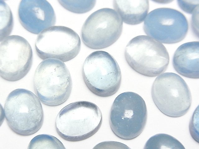 [Video]Aquamarine AA++ Oval Cabochon 10x8mm 3pcs