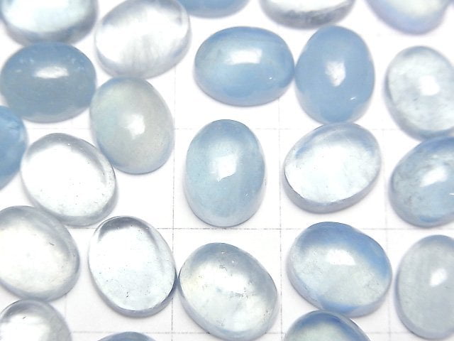 [Video]Aquamarine AA++ Oval Cabochon 10x8mm 3pcs