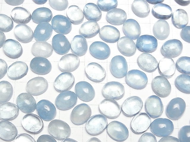 [Video]Aquamarine AA++ Oval Cabochon 10x8mm 3pcs