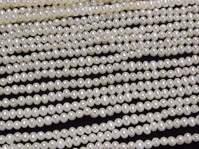 [Video]Fresh Water Pearl AAA Potato 3.5mm White 1strand beads (aprx.15inch/36cm)