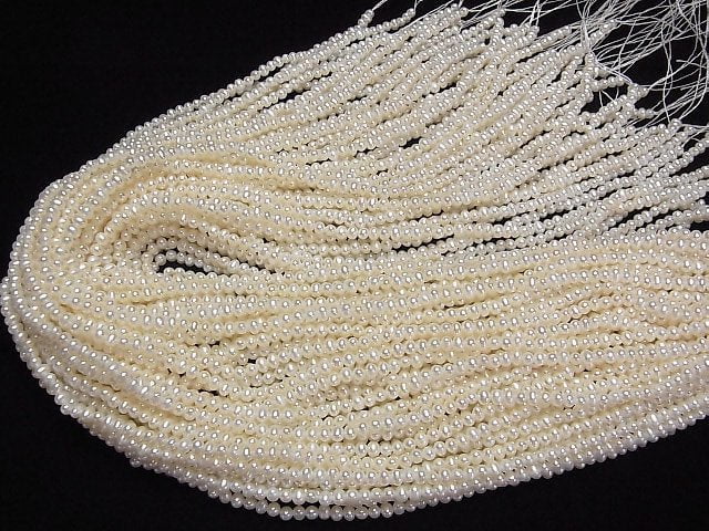 [Video]Fresh Water Pearl AAA Potato 3.5mm White 1strand beads (aprx.15inch/36cm)