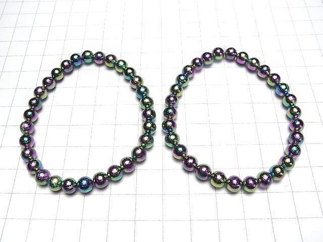 [Video]Meteorite Round 6mm Rainbow color Bracelet