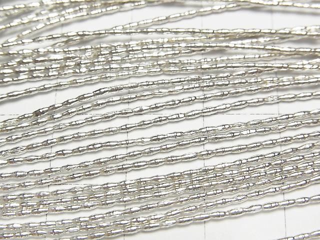 Karen Silver Tube 2x1x1mm White Silver Half or 1-Strand Beads (approx. 26inch/66cm)
