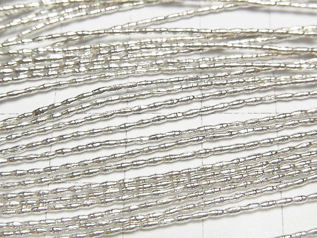 Karen Silver Tube 2x1x1mm White Silver half or 1strand beads (aprx.27inch/68cm)