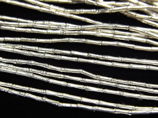 Karen Silver Patterned Tube 3x1x1mm White Silver Half or 1-Strand Beads (approx. 26inch/66cm)