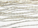Karen Silver Patterned Tube 3.5x1x1mm White Silver Half or 1 Strand Beads (approx. 26 inches/66 cm)