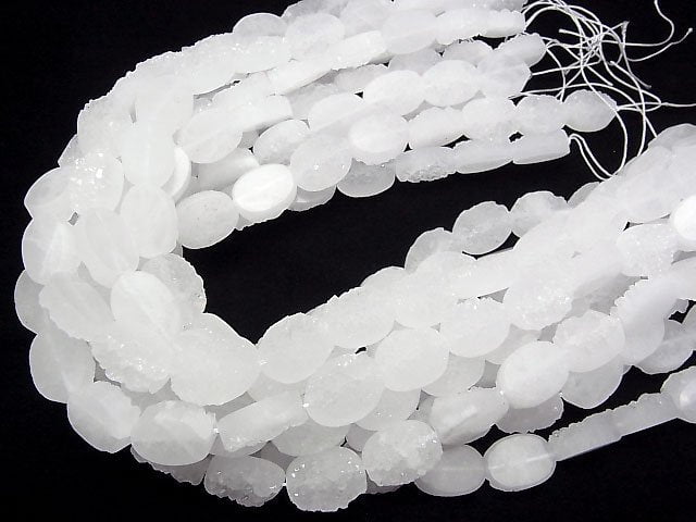 [Video]Druzy Quartz Oval 18x13mm half or 1strand beads (aprx.15inch/36cm)