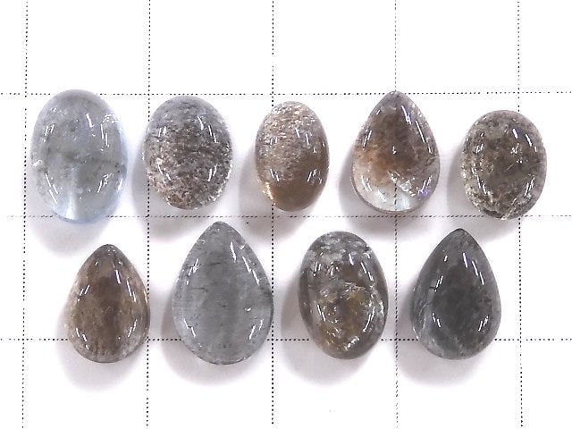 [Video][One of a kind] High Quality Moss Aquamarine AAA Cabochon 9pcs set NO.6