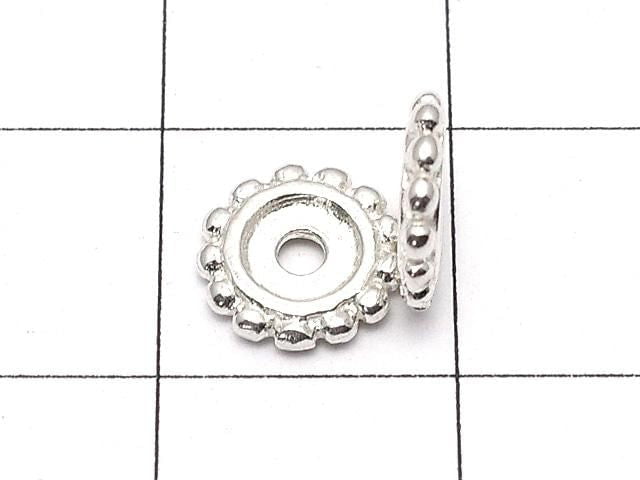 Silver925 Rondelle Daisy 7.5x7.5x1.5mm White Silver 2pcs