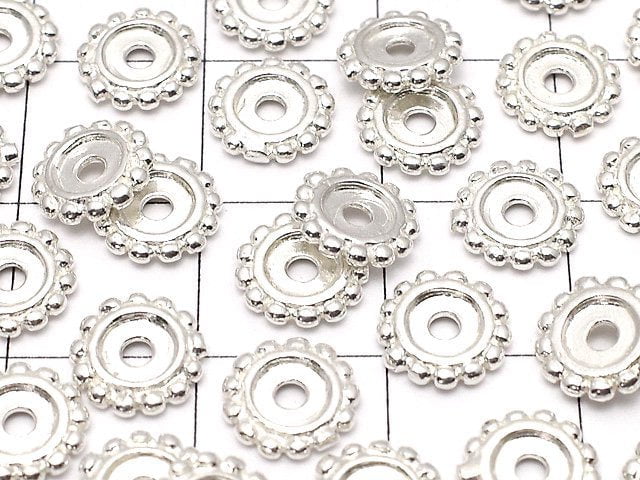 Silver925 Roundel Daisy 7.5x7.5x1.5mm White Silver 2pcs