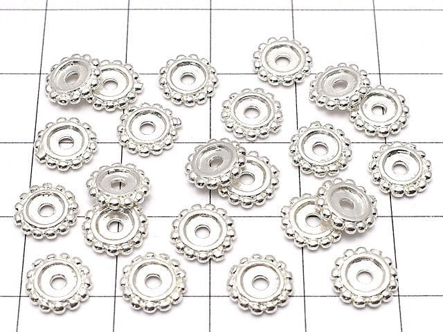 Silver925 Roundel Daisy 7.5x7.5x1.5mm White Silver 2pcs